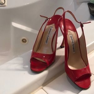 Red Manolo Sling Back